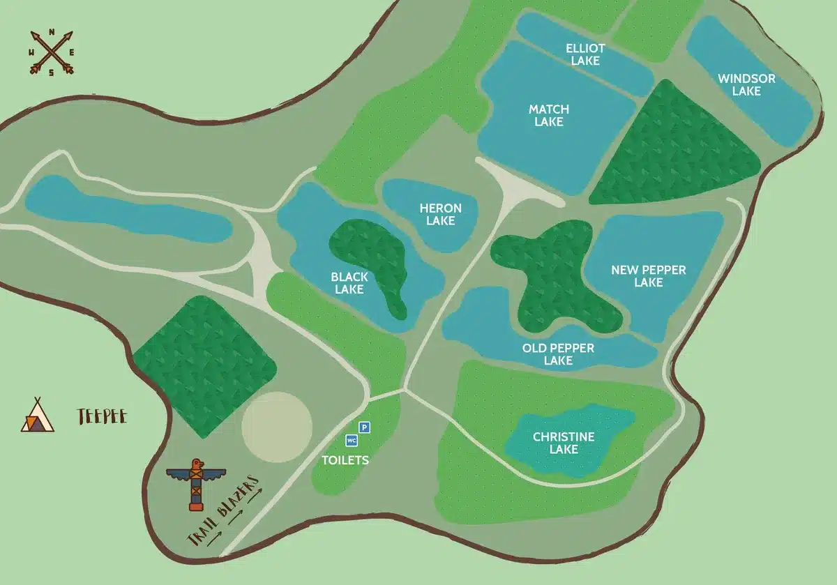 A map of Cottington Lakes