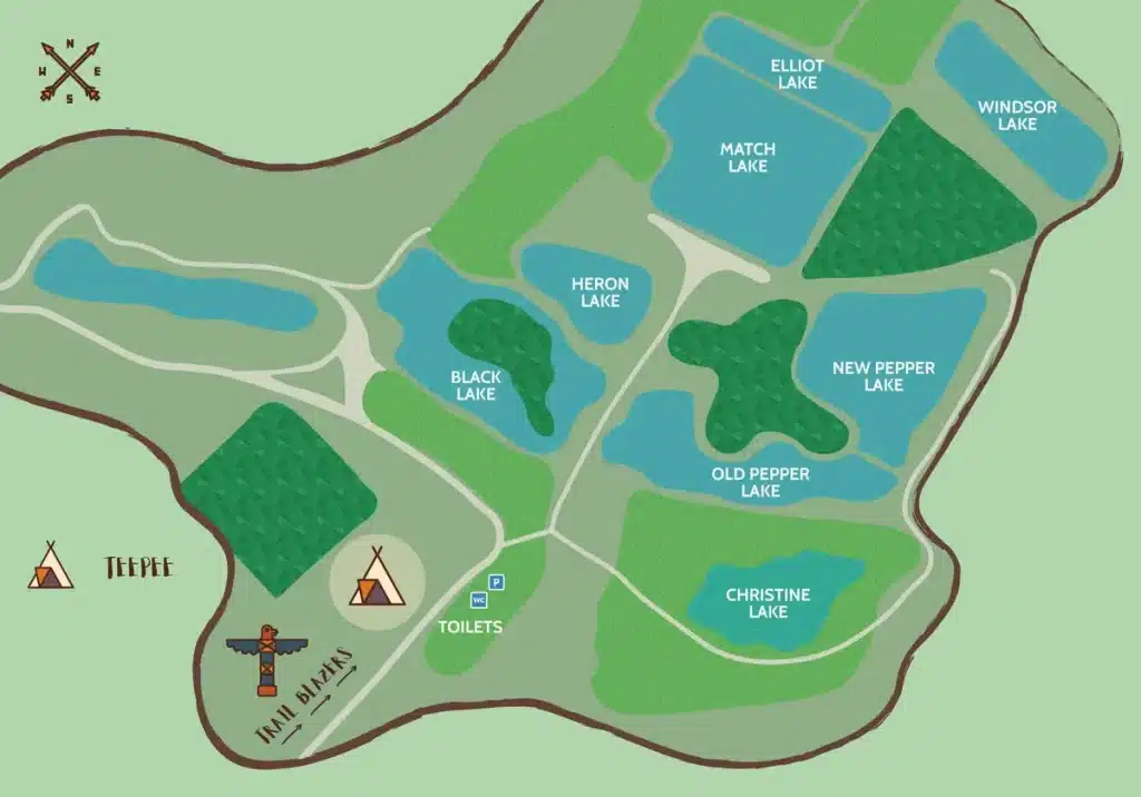 A map of Cottington Lakes